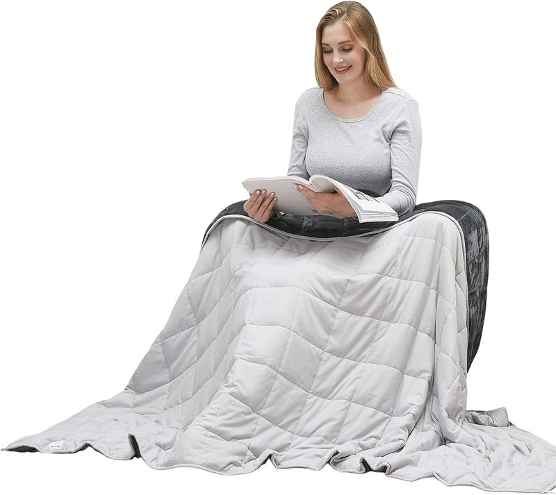 Motrip Weighted Blanket 10 Pounds Flannel, Warm Bed Blanket with Sanded Reversible, 48''x72'' 10lbs Light Grey - Image 1